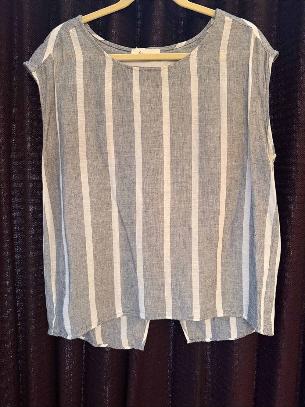 Vince Camuto Blue and White Vertical Stripe Sleeveless Tank